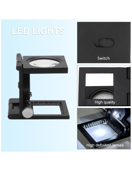 Lupa de Joyero Rongon 10X con Luz LED Plegable