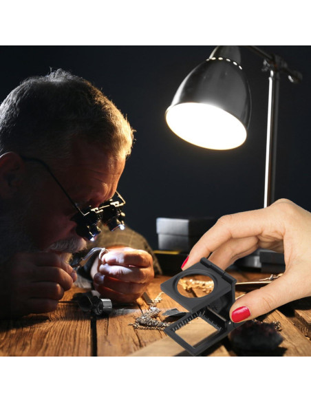 Lupa de Joyero Rongon 10X con Luz LED Plegable