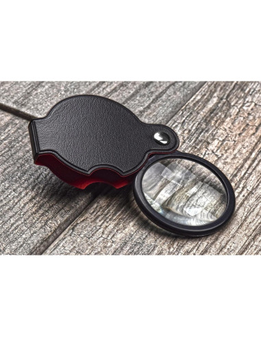 Lupa de bolsillo plegable SE 5x con lente de vidrio 3.81 cm