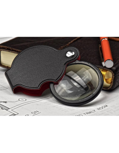 Lupa de bolsillo plegable SE 5x con lente de vidrio 3.81 cm