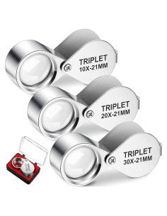 Conjunto de Lupa de Joyero Frienda 3 Piezas 10X 20X 30X Plata