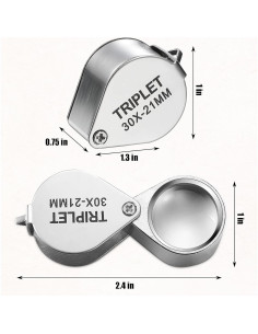 Conjunto de Lupa de Joyero Frienda 3 Piezas 10X 20X 30X Plata 2