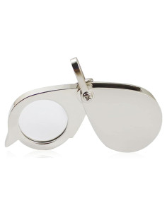Lupa de bolsillo 15X PurYupearl de metal plegable con llavero