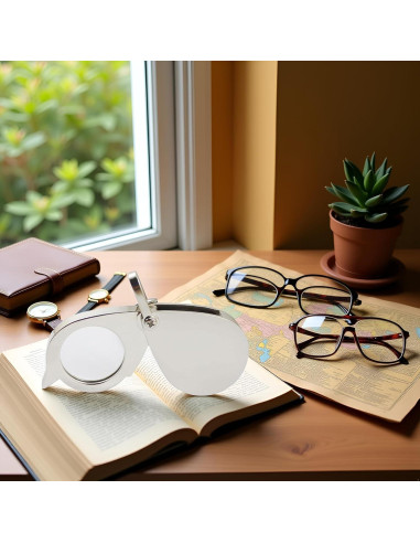 Lupa de bolsillo 15X PurYupearl de metal plegable con llavero