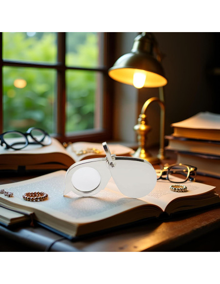 Lupa de bolsillo 15X PurYupearl de metal plegable con llavero Lupa de bolsillo 15X PurYupearl de metal plegable con llavero