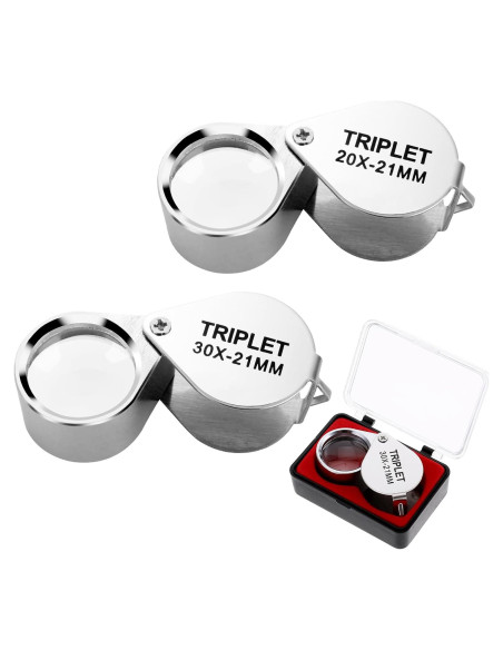 Juego de 2 Lupas de Joyero Ptwola 10x Plegables con Caja
