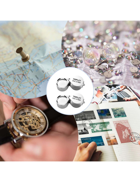 Juego de 2 Lupas de Joyero Ptwola 10x Plegables con Caja