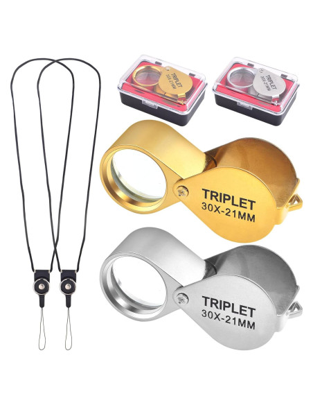 Paquete de 2 Lupas de Joyero Plegables KMOSPAD 30X Metal