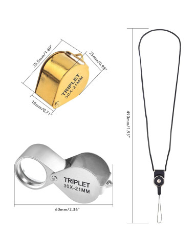 Paquete de 2 Lupas de Joyero Plegables KMOSPAD 30X Metal