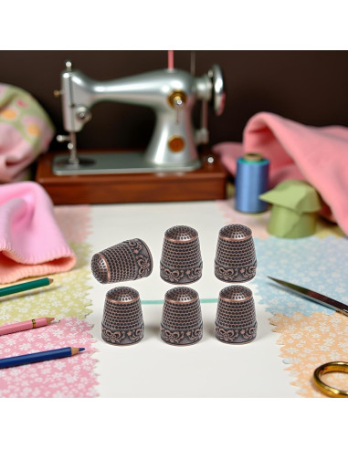 Set de 6 Dedales de Metal de Latón Qintreesify para Costura