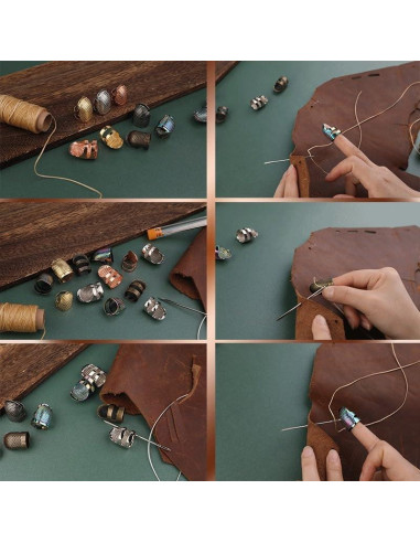 Set de 6 Dedales de Metal de Latón Qintreesify para Costura