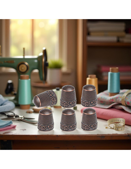 Set de 6 Dedales de Metal de Latón Qintreesify para Costura