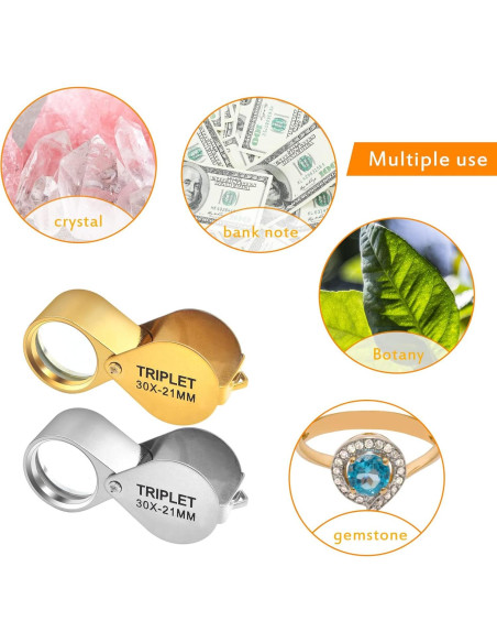 Paquete de 2 Lupas de Joyero Plegables KMOSPAD 30X Metal