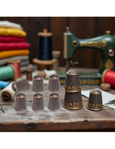 Set de 6 Dedales de Metal de Latón Qintreesify para Costura