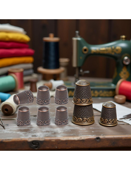 Set de 6 Dedales de Metal de Latón Qintreesify para Costura