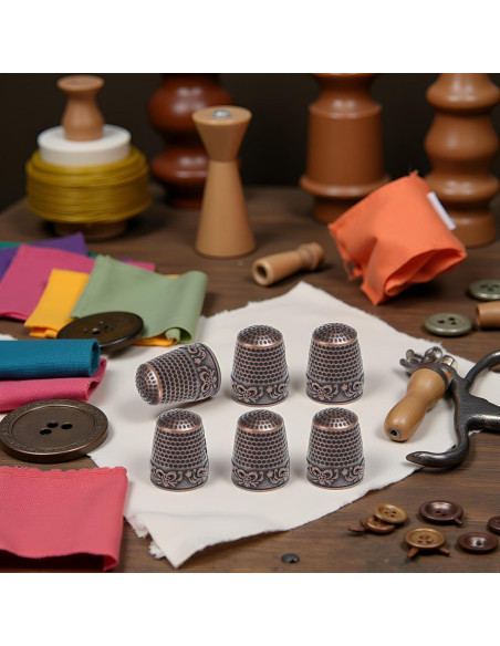 Set de 6 Dedales de Metal de Latón Qintreesify para Costura