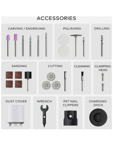 HOTO Herramienta Rotativa Inalámbrica 35 Accesorios 25000 RPM