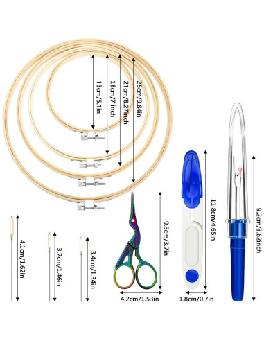 Kit de Bordado Mudder 53 Piezas con Aros y Herramientas
