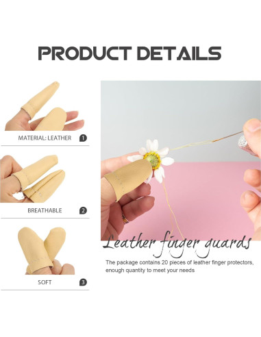 20 Protectores de Dedos de Cuero SEWACC para Costura Manual