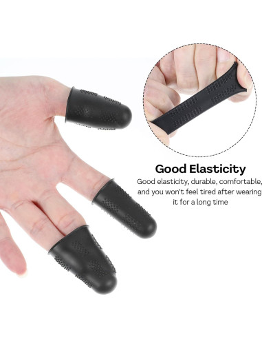 12 Protectores de Dedos de Silicona Teaaha - 3 Tamaños Negros