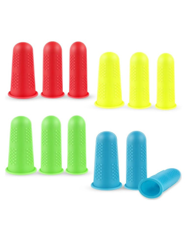 12 Protectores de Dedos de Silicona Yuntop - 3 Tamaños, 4 Colores