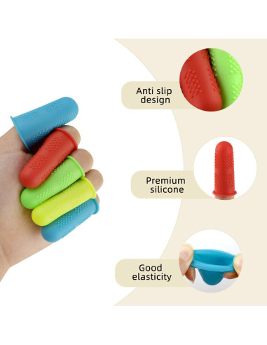 12 Protectores de Dedos de Silicona Yuntop - 3 Tamaños, 4 Colores
