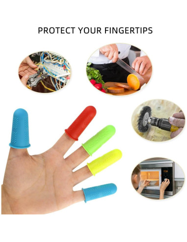 12 Protectores de Dedos de Silicona Yuntop - 3 Tamaños, 4 Colores