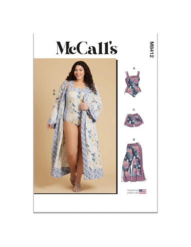 Kit de Patrón de Costura McCall's M8412 para Bodysuit y Pantalones Mujer 20W-28W