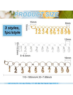 Cadenas Contadoras de Fila BENECREAT 3 Piezas Latón 3 Colores 2