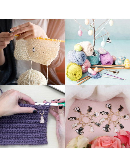 Marcadores de Puntos de Ganchillo BEEFLYING 16pcs Gato