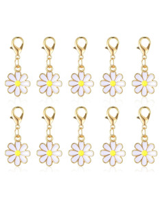 10 Marcadores de Puntos de Ganchillo Yuanchu Flor Margarita