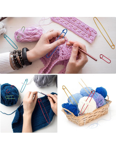 12 Sujetadores de Puntos de Tejido OWMOSYX - Aluminio Colorido