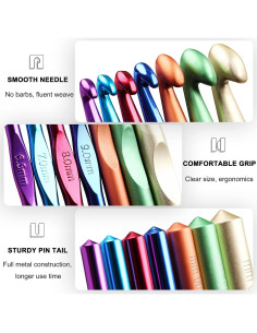 Conjunto de Ganchos de Crochet Coopay 7 Piezas Aluminio 6.5-15mm 2