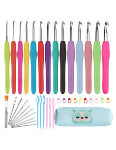 Juego de Ganchillos Ergonomicos CFTfabMS 14 Tamaños con Estuche