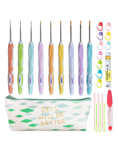 Juego de 27 Ganchillos Ergonomicos Weabetfu 0.8mm a 2.75mm