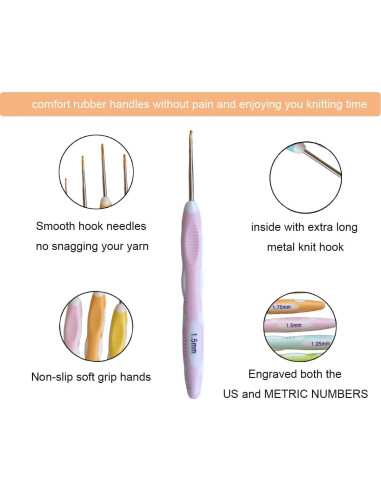 Juego de 27 Ganchillos Ergonomicos Weabetfu 0.8mm a 2.75mm