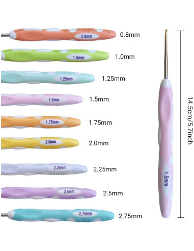 Juego de 27 Ganchillos Ergonomicos Weabetfu 0.8mm a 2.75mm