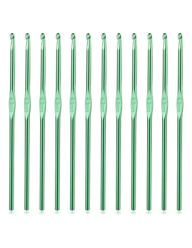 Juego de 12 Ganchos de Crochet UzecPk 4mm Aluminio Ergonómico