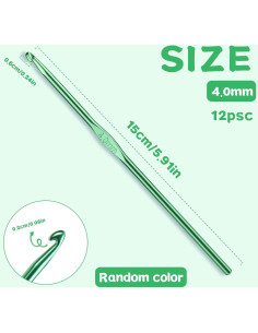 Juego de 12 Ganchos de Crochet UzecPk 4mm Aluminio Ergonómico 2