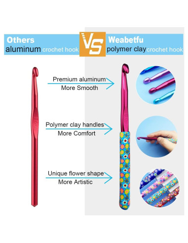 Juego de Ganchos de Crochet Weabetfu 5 Piezas 6.5-10mm