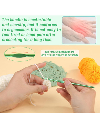 Juego de 12 Ganchos de Crochet UzecPk 4mm Aluminio Ergonómico