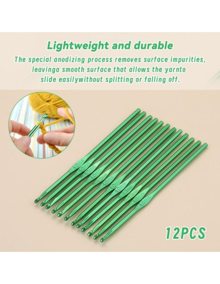 Juego de 12 Ganchos de Crochet UzecPk 4mm Aluminio Ergonómico Juego de 12 Ganchos de Crochet UzecPk 4mm Aluminio Ergonómico