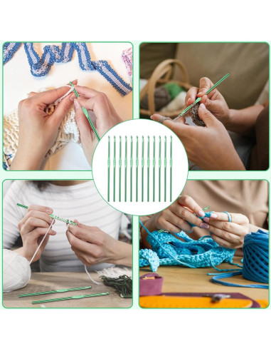 Juego de 12 Ganchos de Crochet UzecPk 4mm Aluminio Ergonómico