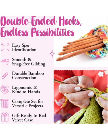 KnitPal Juego de Ganchillos Tunecinos Doble Punta 35cm - 5 Tamaños