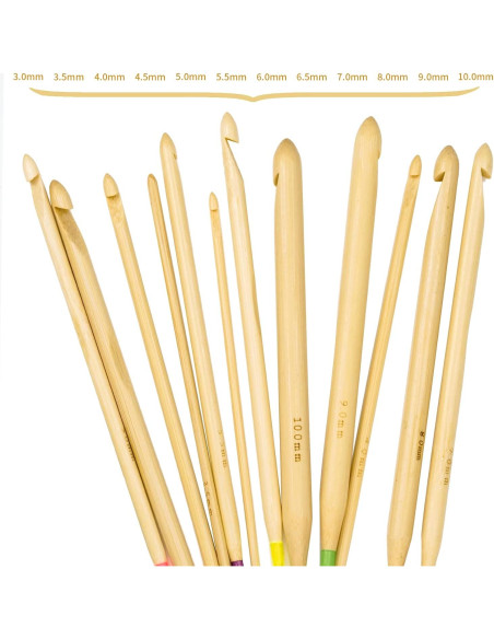 Kit de Ganchillos Tunecinos 23 Piezas Tiggell Bambú y Aluminio Kit de Ganchillos Tunecinos 23 Piezas Tiggell Bambú y Aluminio