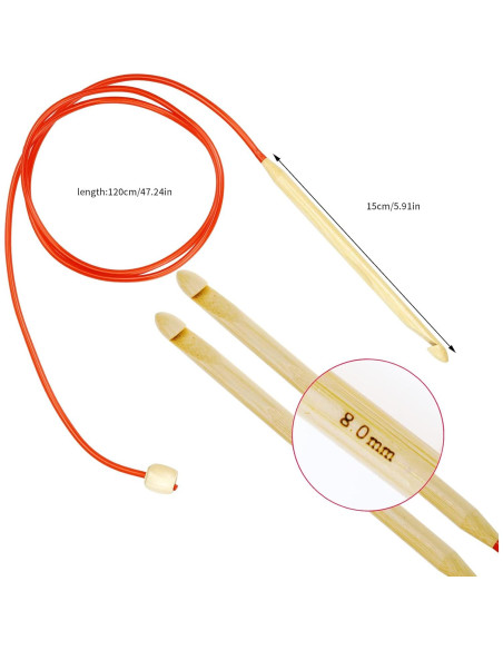 Kit de Ganchillos Tunecinos 23 Piezas Tiggell Bambú y Aluminio Kit de Ganchillos Tunecinos 23 Piezas Tiggell Bambú y Aluminio