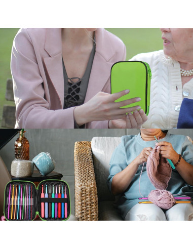 Juego de Ganchillos Ergonómicos Zlulary con Accesorios Verde