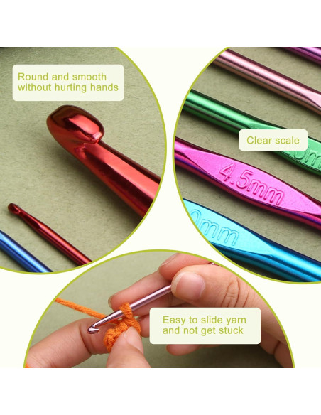 Juego de Ganchillos Ergonómicos Zlulary con Accesorios Verde Juego de Ganchillos Ergonómicos Zlulary con Accesorios Verde