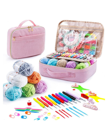Kit de Crochet MYBAGZING 58 Piezas con Bolsa Rosa 2.0-6.0 mm Kit de Crochet MYBAGZING 58 Piezas con Bolsa Rosa 2.0-6.0 mm