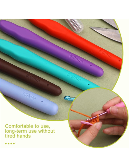 Juego de Ganchillos Ergonómicos Zlulary con Accesorios Verde Juego de Ganchillos Ergonómicos Zlulary con Accesorios Verde